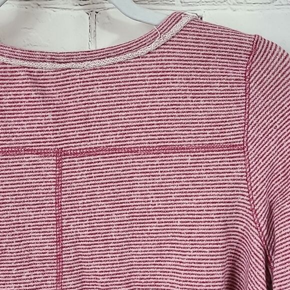 Free People Lacey Love Cutout Top French Terry Soft Berry Stripe Pullover - Picture 13 of 15